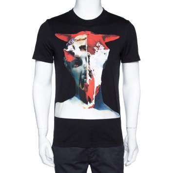Pre Owned Givenchy Black Cotton Graphic Print Crew Neck T-Shirt S