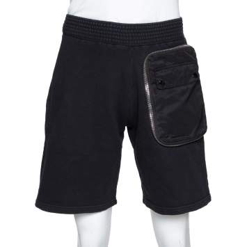 Pre Owned Givenchy Black Cotton Rib Knit Bomber Zip Shorts XS