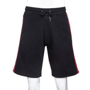 Pre Owned Givenchy Black Cotton Contrast Stripe Drawstring Waist Shorts XS
