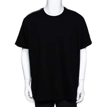 Pre Owned Givenchy Black Cotton Knit 4G Webbing Detail T-Shirt XXL