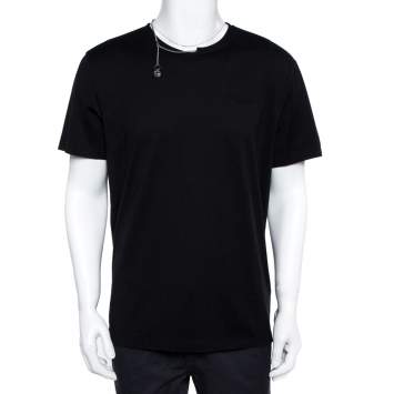 Pre Owned Givenchy Black Cotton Knit Chain Detail T-Shirt XL