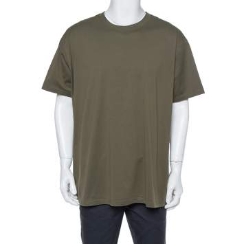 Pre Owned Givenchy Olive Green Cotton Logo Patched Columbian Fit T-Shirt XL