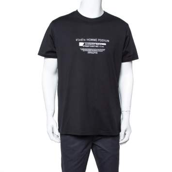 Pre Owned Givenchy Black Studio Homme Podium Printed Cotton Crewneck T Shirt M