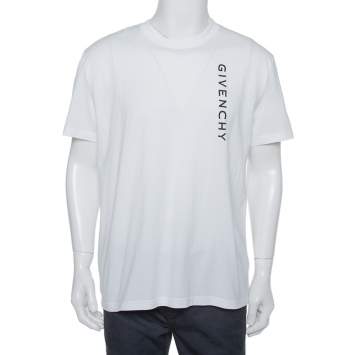 Pre Owned Givenchy White Cotton Logo Embroidered Crewneck T-Shirt XXL