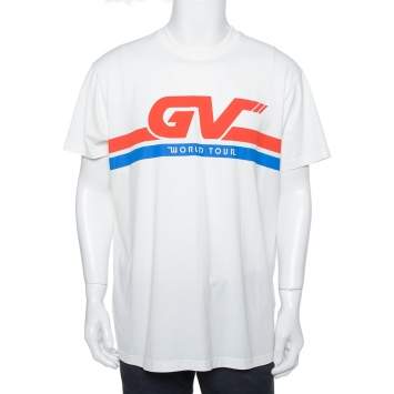 Pre Owned Givenchy White World Tour Printed Cotton Crewneck T-Shirt S