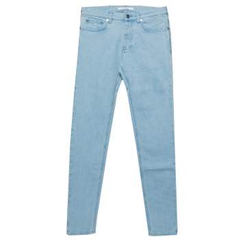 Pre Owned Givenchy Blue Denim Logo Patch Detail Straight Leg Jeans S
