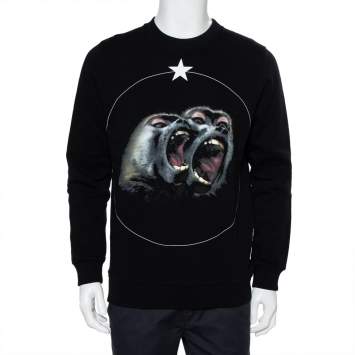 Pre Owned Givenchy Black Cotton Monkey Brothers Graphic Printed Crewneck Sweatshirt S