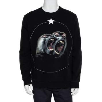 Pre Owned Givenchy Black Cotton Monkey Brothers Graphic Sweatshirt M