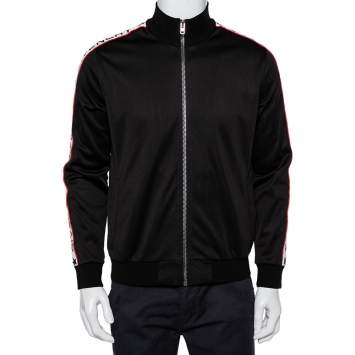 Pre Owned Givenchy Black Jersey Logo Tape Detail Track Jacket M