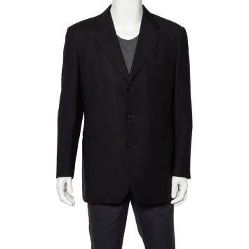 Pre Owned Givenchy Vintage Midnight Blue Wool Button Front Blazer L