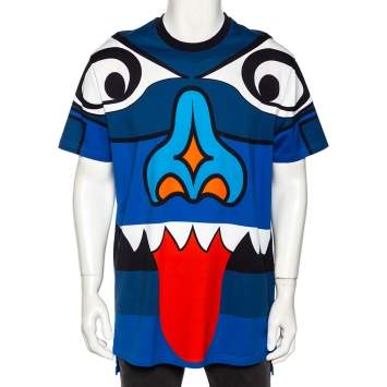 Pre Owned Givenchy Blue Totem Print Cotton Jersey Columbian Fit T-Shirt S