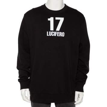 Pre Owned Givenchy Black Cotton 17 Lucifero Printed Long Sleeve Crewneck Sweatshirt S