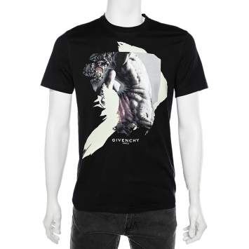Pre Owned Givenchy Black Printed Cotton Short Sleeve Crewneck T-Shirt M