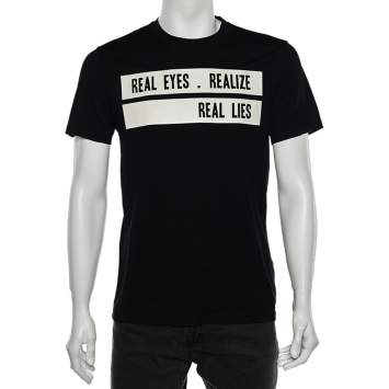Pre Owned Givenchy Black Cotton Real Eyes Printed Crewneck T-Shirt M