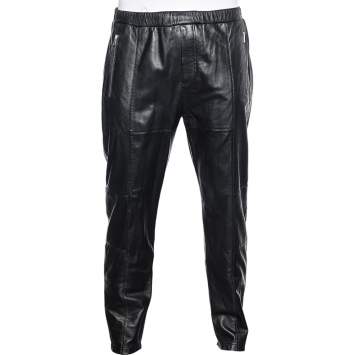 Pre Owned Givenchy Black Leather Rottweiler Trousers L