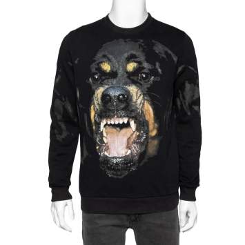 Pre Owned Givenchy Black Rottweiler Print Cotton Crewneck Sweatshirt XS