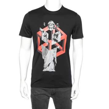 Pre Owned Givenchy Black Printed Cotton Short Sleeve T-Shirt S