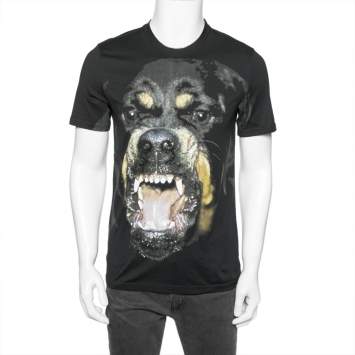 Pre Owned Givenchy Black Cotton Rottweiler Print Cuban Fit T-Shirt S