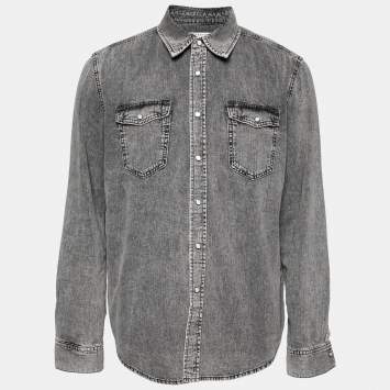Pre Owned Givenchy Grey Denim Long Sleeve Shirt XXL