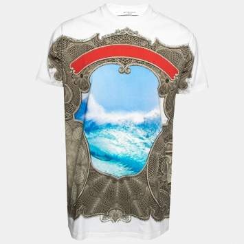 Pre Owned Givenchy White Printed Cotton Crew Neck T-Shirt XXS