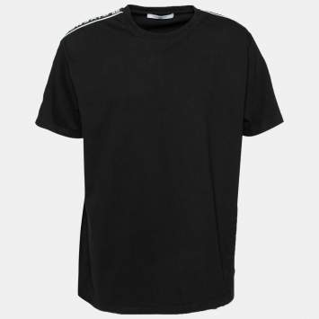 Pre Owned Givenchy Black Cotton Logo Band Sleeve Crew Neck T-Shirt XXL