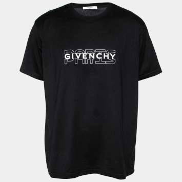 Pre Owned Givenchy Black Cotton Logo Printed Short Sleeve T-Shirt XL