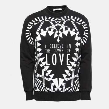Pre Owned Givenchy Black Printed Cotton Crewneck Long Sleeve Sweatshirt XS