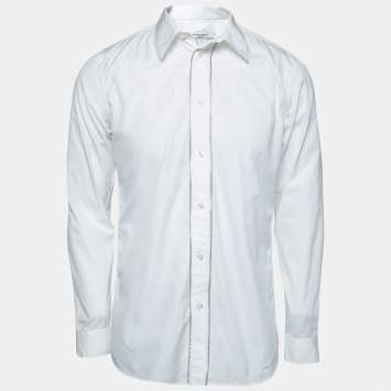 Pre Owned Givenchy White Cotton Chain Trimmed Button Front Shirt M