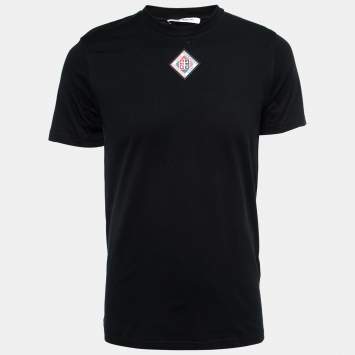 Pre Owned Givenchy Black Cotton Logo Patch Detail T-Shirt S