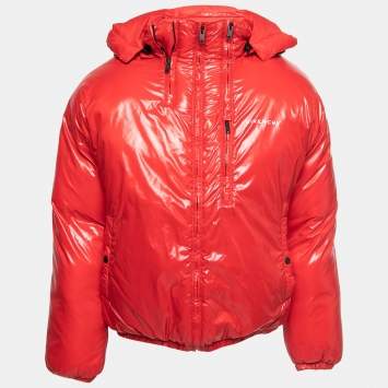 Pre Owned Givenchy Red Synthetic Adjustable Neck Puffer Jacket M