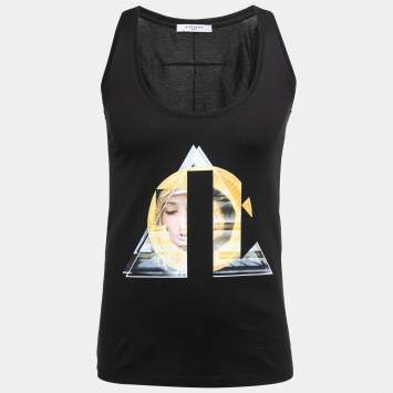 Pre Owned Givenchy Black Cotton Printed Sleeveless T-Shirt M
