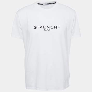 Pre Owned Givenchy White Cotton Faded Logo T-Shirt XL