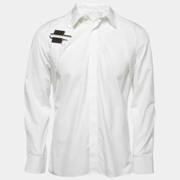 Pre Owned Givenchy White Cotton Harness Detail Shirt L