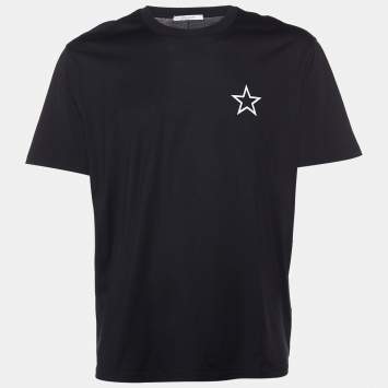 Pre Owned Givenchy Black  Star Printed Cotton Knit Crewneck T-Shirt XXL