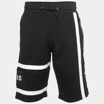 Pre Owned Givenchy Black Cotton Logo Band Detail Track Shorts XS
