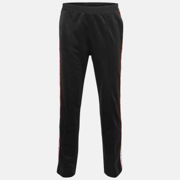 Pre Owned Givenchy Black Jersey Logo Tape Track Pants L