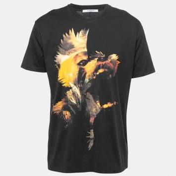 Pre Owned Givenchy Black Cotton Rooster Print T-Shirt M