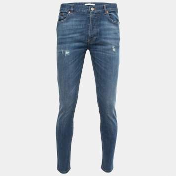 Pre Owned Givenchy Blue Washed Denim Skinny Jeans L Waist 35"