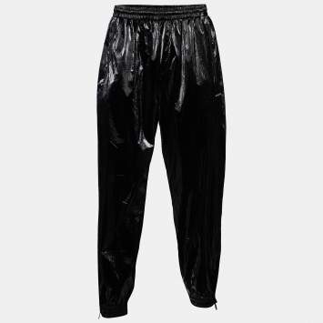Pre Owned Givenchy Black Faux Leather Joggers M
