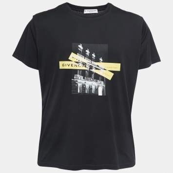 Pre Owned Givenchy Black Printed Cotton Crew Neck Half Sleeve T-Shirt L