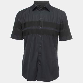 Pre Owned Givenchy Black Cotton Button Front Half Sleeve Shirt XL
