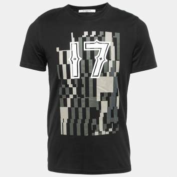 Pre Owned Givenchy Black Printed Cotton Knit T-Shirt S