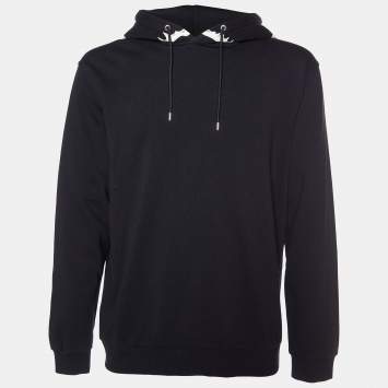 Pre Owned Givenchy Black Shark Teeth Printed Cotton Knit Hoodie XL