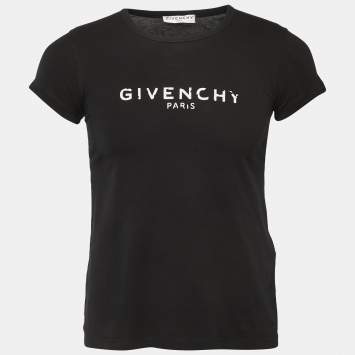 Pre Owned Givenchy Black Broken Logo Print Crew Neck Short Sleeve T-Shirt XS