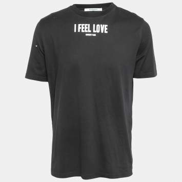 Pre Owned Givenchy Black Logo Print Cotton Crew Neck Half Sleeve T-Shirt S