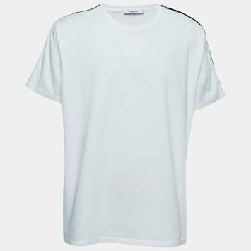 Pre Owned Givenchy White Cotton Logo Band Detailed Half Sleeve T-Shirt XXL