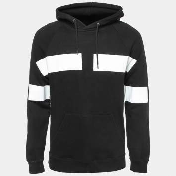Pre Owned Givenchy Black Logo Print Cotton Hooded Sweatshirt XS