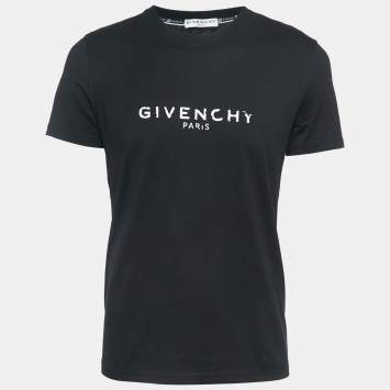 Pre Owned Givenchy Black Logo Print Cotton T-Shirt S