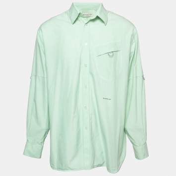 Pre Owned Givenchy Mint Green Cotton Buttoned Loose Fit Oxford Shirt XL