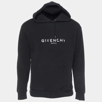 Pre Owned Givenchy Black Vintage Logo Print Cotton Hooded Sweatshirt S